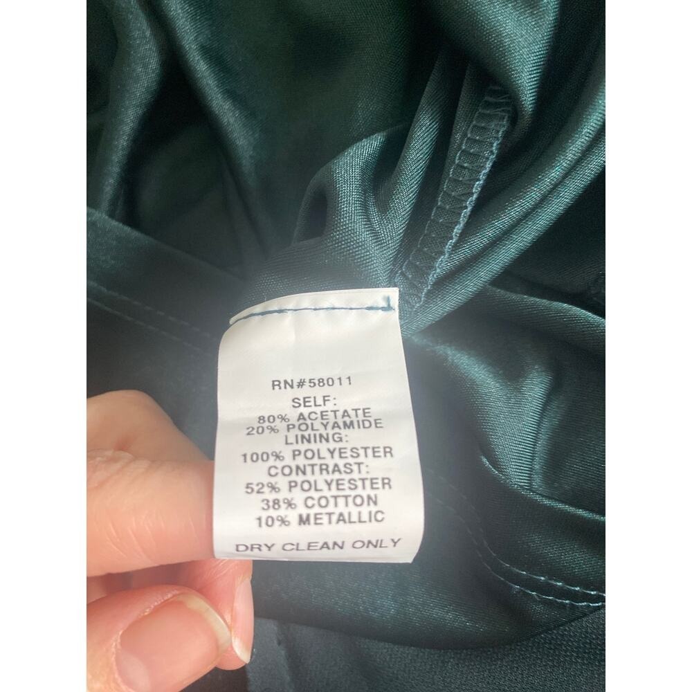David Meister Women's 6 Green Double V-Neck Sheath Dress Metallic Details - Picture 13 of 14